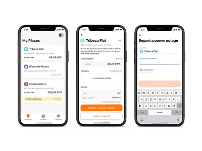 Electricity Monitoring App (2020) app branding button clean design device flat interface ios ios app iphone light ui minimal mobile tiles ui ux