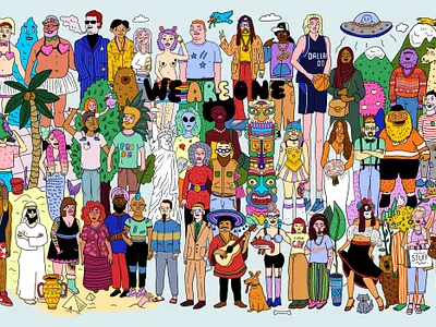 Diverse group of people LGTB cartoon comic drawing fun illustration