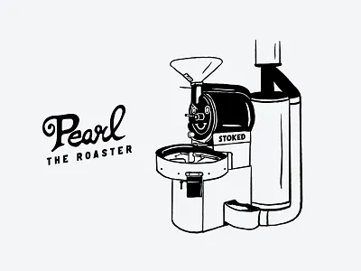 Pearl the Roaster blackandwhite coffee coffee design coffee roaster design draw drawing hand drawn hand type handmade illustration ink lettering pearl roaster roasting machine texture