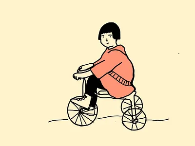 A child in a bike bike girl in a bike illustration illustrationoftheday illustrator minimal