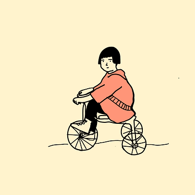 A child in a bike bike girl in a bike illustration illustrationoftheday illustrator minimal