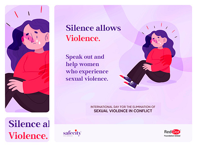 Elimination of Sexual Violence | Post colourful design flat design gender based violence illustration procreate safety sexual violence typogaphy vector violence women safety