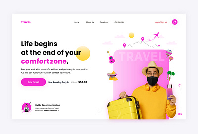 Traveler Landing Page ui behance branding design design principle designer dribble flat design for sale graphic design home page ui illustration minimal design mockup research traveler ui user experience user interface ux website design
