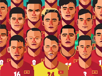 Vietnam Football Legend 2 character design flat illustration vector