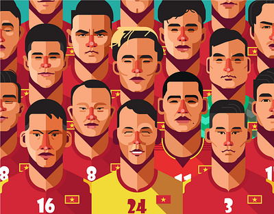 Vietnam Football Legend 2 character design flat illustration vector