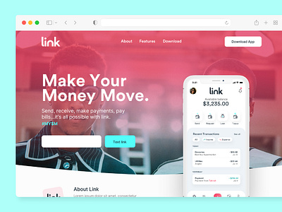 Payment App Landing Page app landing page landing page landing page design money ui ux