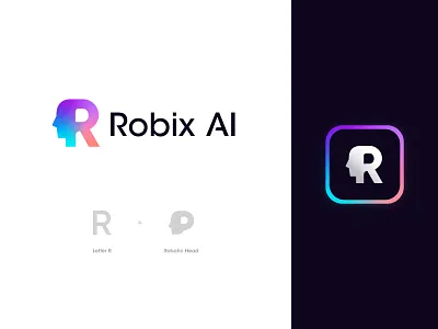 Robix AI Logo Design: Letter R + Robotic Head ai ai logo artificial intelligence artificial intelligence logo bot branding cybrog deep learning futuristic logo logo design logo designer machine learning mechanical modern robot robot logo robotic science fiction tech technology logo