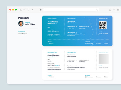 Vaccine Passport Web App Concept design digital wallet ui ux vaccine passport