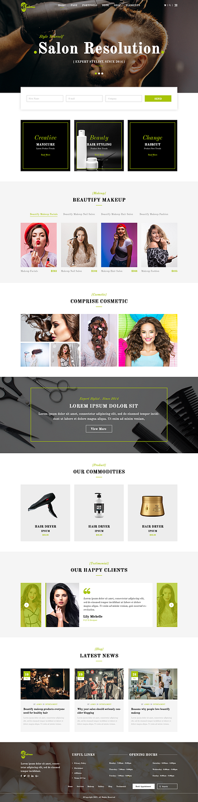 Salona - Salon Spa Website PSD Template design illustration logo theme ui website