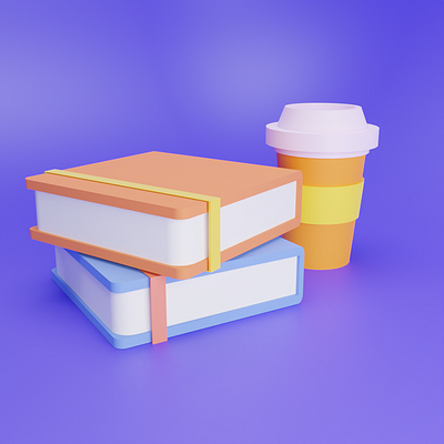 Coffee with study 3d blender c4d design icon illustration