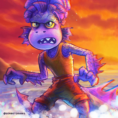 Sea Monster! alberto albertoscorfano character colorstudy conceptart disney illustration keyart luca pixar procreate