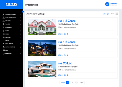 Properties List View Web design property list view property listings real estate web