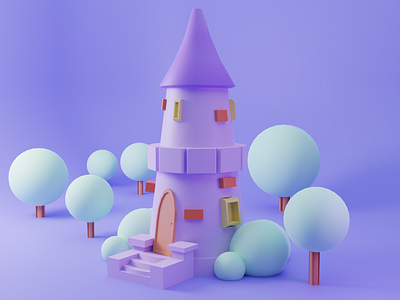 Castle 3d blender c4d design icon illustration