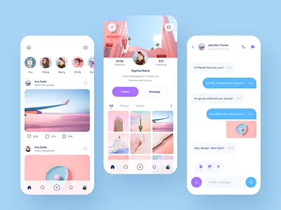 Social Media App Design Concept facebook instagram linkedin minimal mobile mobile app mobile design social social app social media social media app twitter ui ux