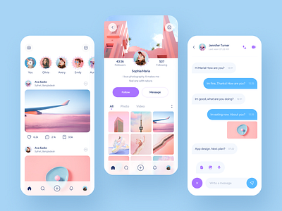 Social Media App Design Concept facebook instagram linkedin minimal mobile mobile app mobile design social social app social media social media app twitter ui ux