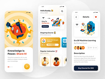 Thinkific App Design animation app appdesign branding clean design figma interface ios minimal mobile apps playoff rebound trends ui uidesign uiux vector