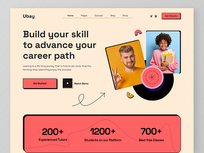 Online Course - Landing Page courses design trend hero section homepage landing page learning mentor neubrutalism online class online course retro retro design sections skill tutor uiux user interface web design web page website