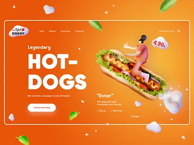 Hot-Dogs concept delivery design ecommerce food hot dog illustration landing landing page service shop ui ux web webdesign website
