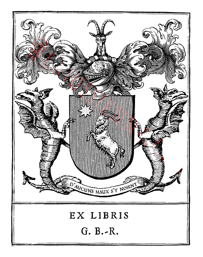 Ex-libris pour un gentilhomme catalan bookplate devise dragon ex libris