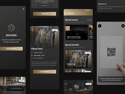 Ajmo! app — Uptown loyalty section (part 3) app benefits clean mobile mobileapp premium qrscan uptown ux