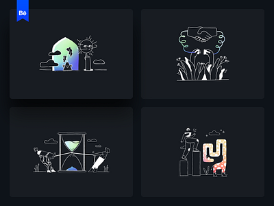 The Odd Illustrations pack | Dark mode 2020 2020 trend behance branding dark design designkit illustraion illustration illustrator kit logo piqo ui