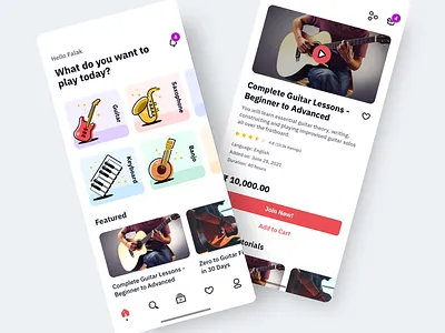 Music Learning App design flat illustration ios app learning app ui ux vector