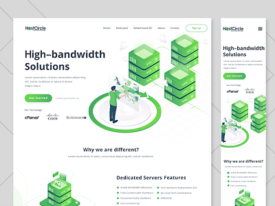 Website with isometric illustrations branding design figma graphic design green header illustration isometric landing logo page ui vector website wifi