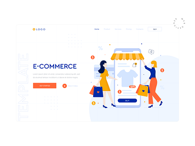 E-commerce concept website template color creative design e commerce illustration interface modern template ui web web design website