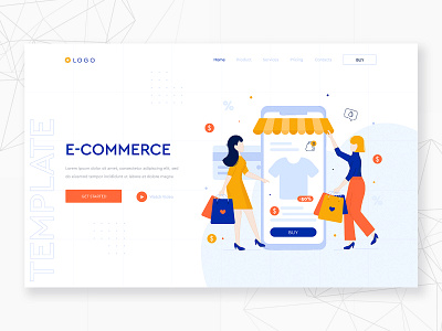 E-commerce concept website template color creative design e commerce illustration interface modern template ui web web design website