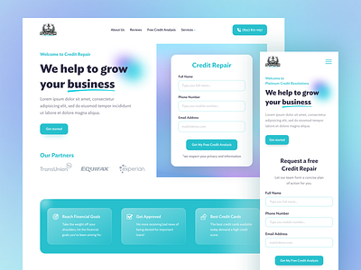 Platinum Resolutions - Credit Repair Landing Page 2021 trends clean creative credit credit repair dailyui design landing page mesh minimal modern repair trendy ui ui design user interface ux ux design web design website