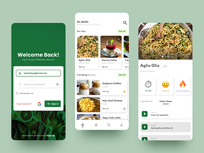 Bitetastic Recipe App app branding design food green illustration logo mobile recipe ui ux