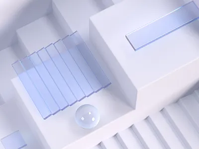 Geometric composition 3d abstract background branding c4d composition cubes geometric glass illustration light minimal stairs web white