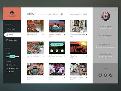 Art Gallery Design art gallery ecommerce online store ui design