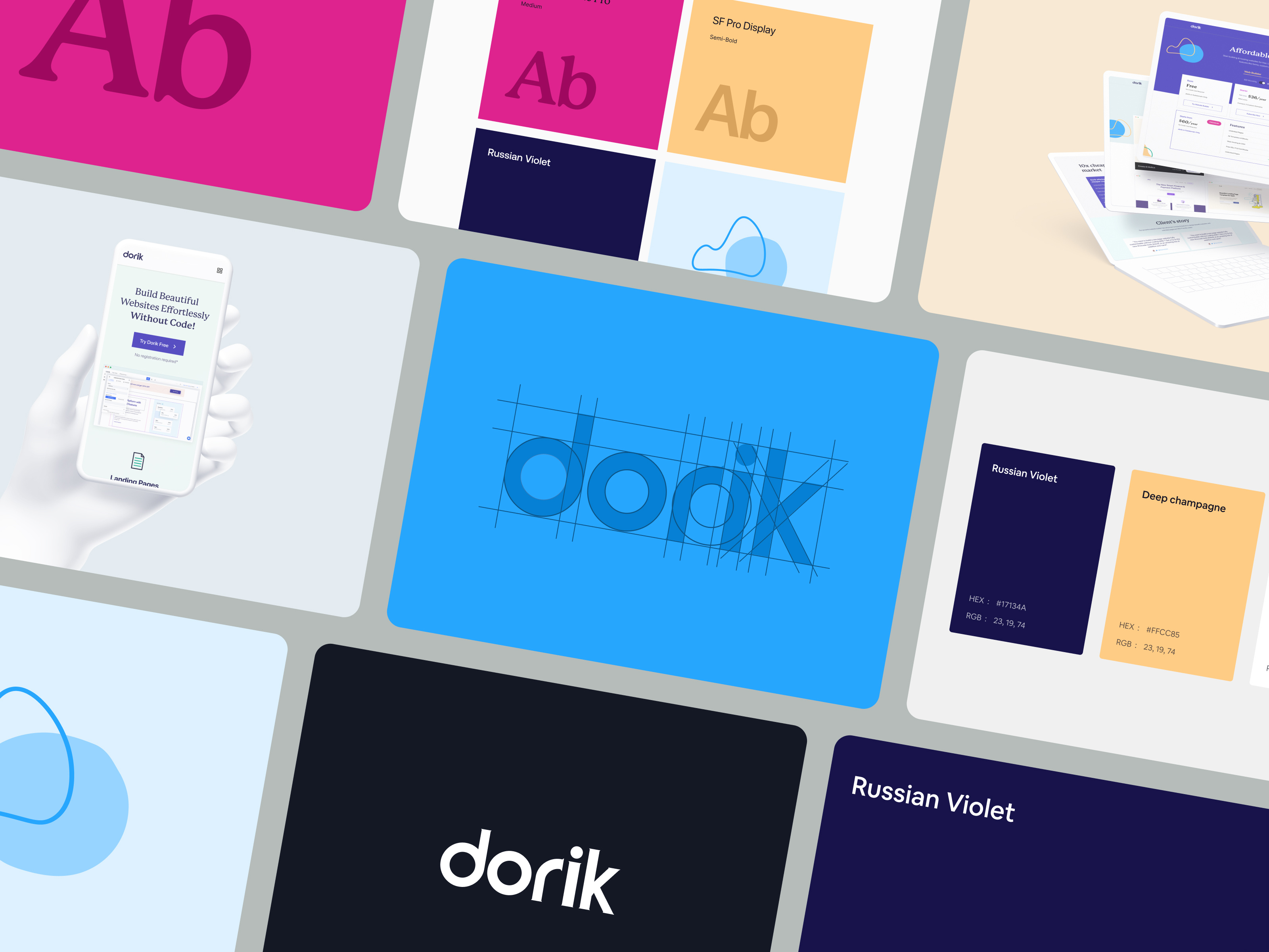 Dorik - no-code page builder brand brand design brand identity brand strategy branding color palette dorik graphic design logo logo design no code ofspace page builder redesign ui web builder website website design