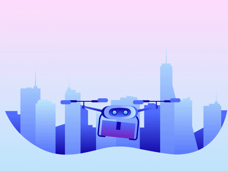 Drone Delivery aerial unmanned vehicle automation delivery service drone drone delivery future of automation landing page logistics lottie animation motion design parcel delivery robotics robots svg animation technology transportation web page