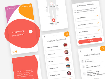 WoundCompass app assessment cards clinical design flow health healthcare medical nursing product ui ux wound woundcare