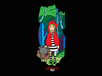 Red Riding Hood 2d art cartoon digitalart fairytale forest graphictees hood illustration red redhood redridinghood riding tshirt twisted wolf woods