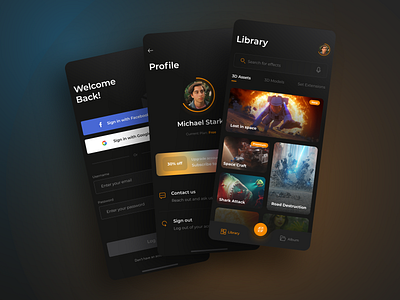 Visual effects app 3d app clean concept design effects mobile ui ux visual