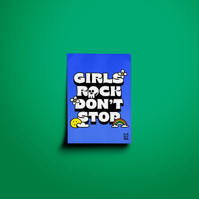 Girls Rock Don't Stop adobeillustrator bright color girls illustration skateboard vector women