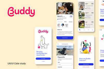 Buddy - Dog walking app branding graphic design illustration ui ux