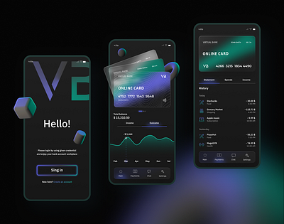 Virtual bank app bank bank card card design ui ux web