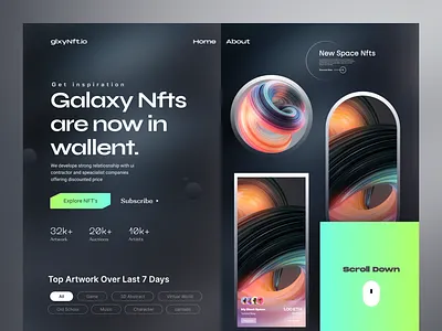 Nft Creator landing page blockchaine nft nft collection nft marketplace nft ui nft web nft website web design web3