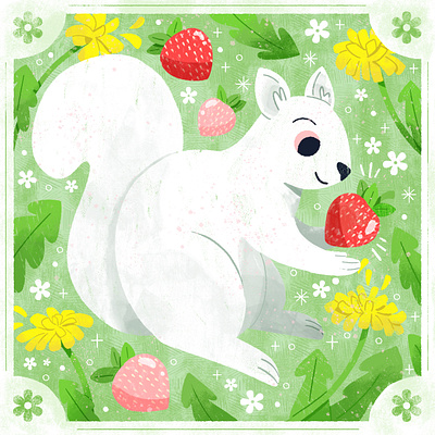 ✨🍓Strawberry Snatcher ✨🍓 animal character cute design digital illustration illustration robin sheldon squirrel