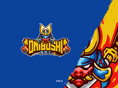 Onibushi Oni character mascot badge design branding design flat illustration japan japanese oni onibushi typography vector