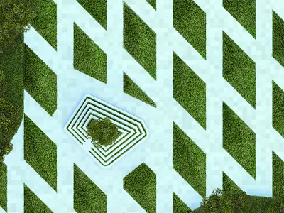 Green 3d architecture design illustration photoshop