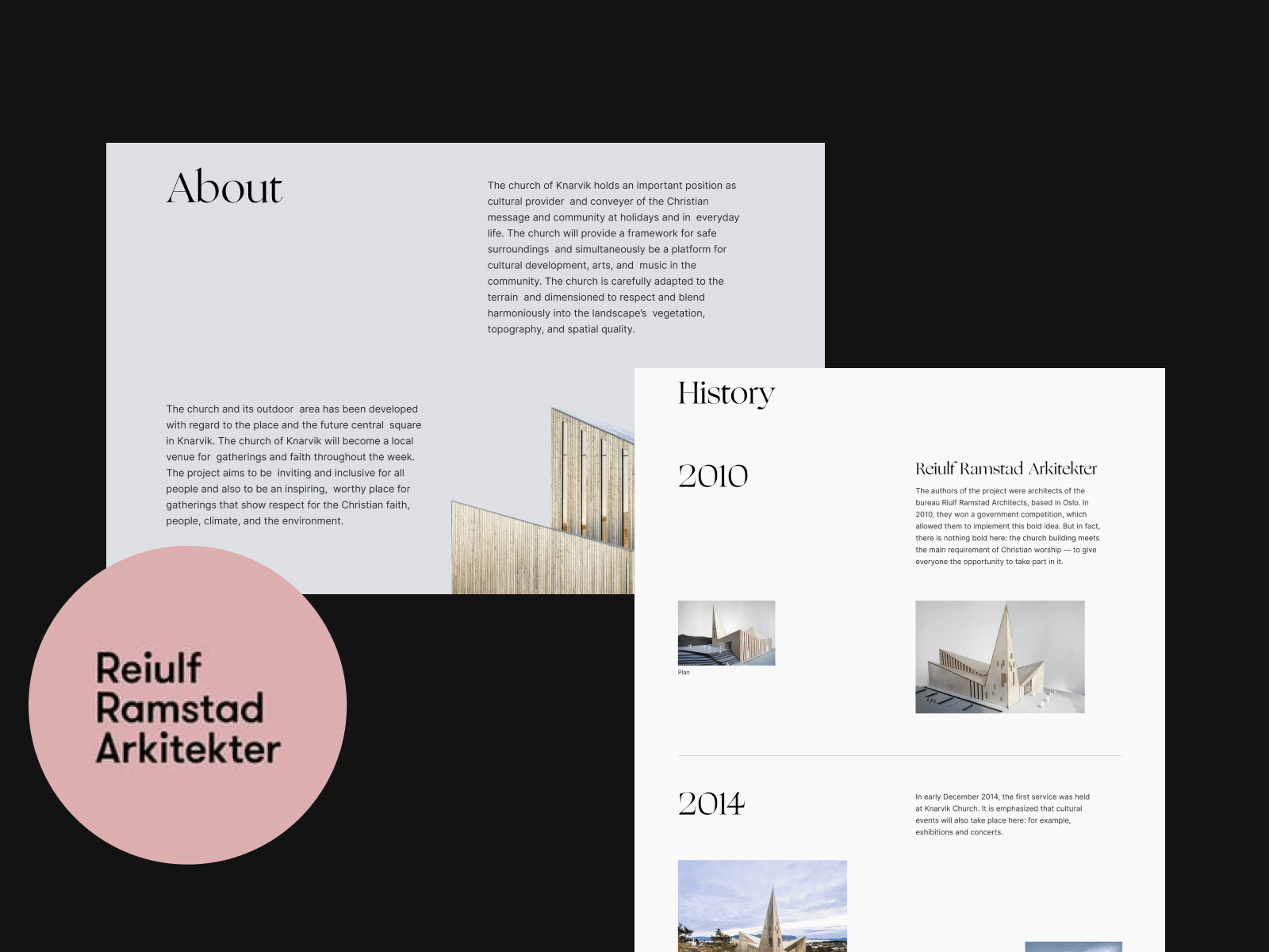 Community Church Knarvik \ Architectural landing 2 animation architecture clean design flat landing longread minimal minimalism motion graphics reiulf ramstad arkitekter ui ux ux design vector web web design website