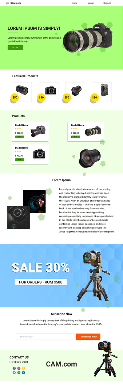 E-Com Website for Camera art design graphic design illustration photoshop visual design