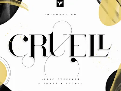 Cruell Serif Typeface - 5 fonts + graphics brand bundle creative design font graphic design lettering logo
