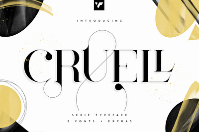 Cruell Serif Typeface - 5 fonts + graphics brand bundle creative design font graphic design lettering logo