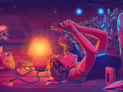 Summer alexander wells cat character digital folioart graphic illustration urban